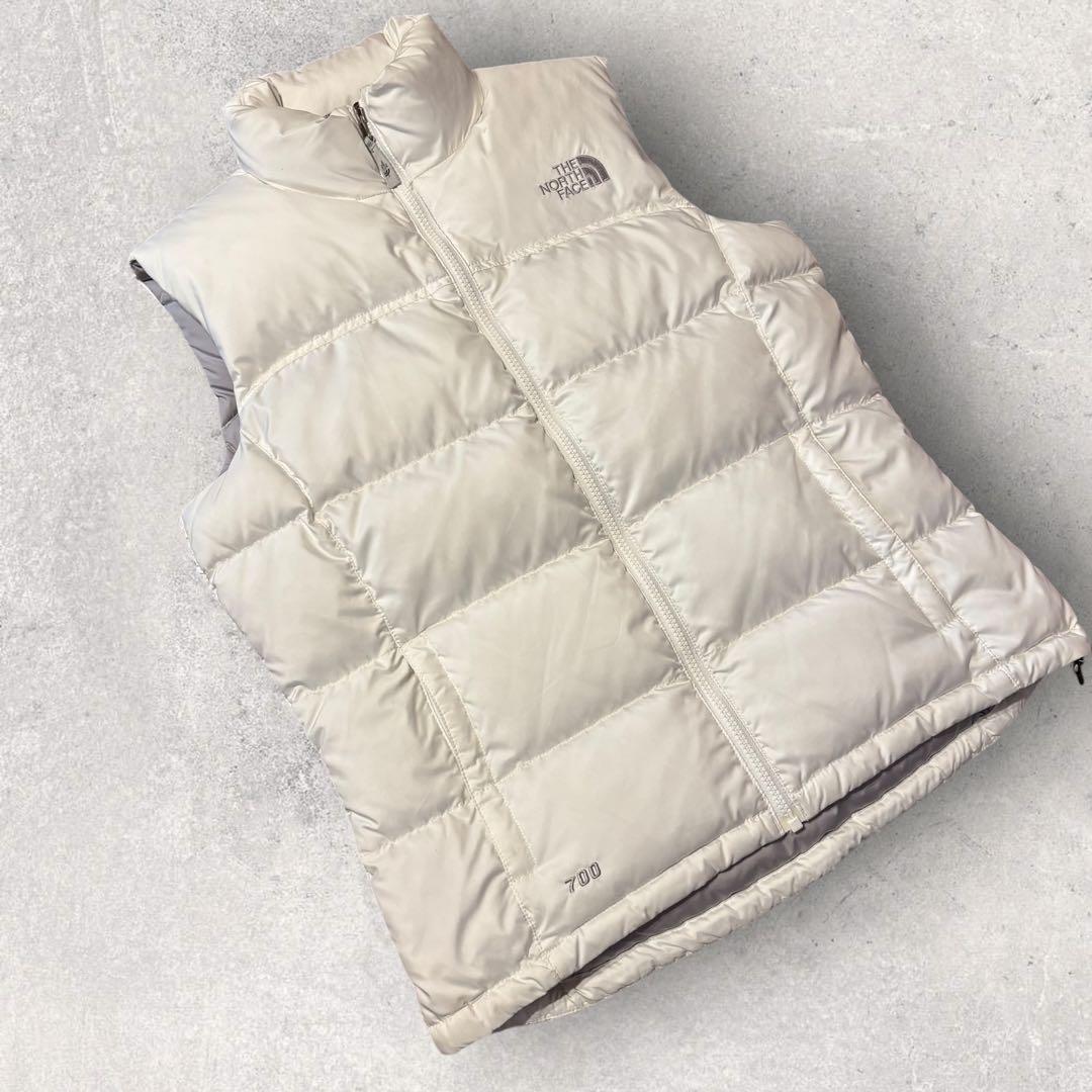【ザ・ノースフェイス】ヌプシ　ダウンベスト　700 M 白　刺繍ロゴ　g