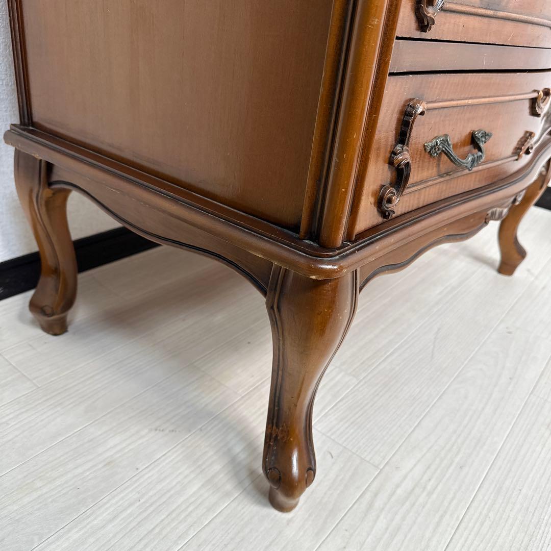 イタリア製 チェスト 5段5杯 ロココ調 彫刻 レリーフ 金属取手 猫脚 i4※