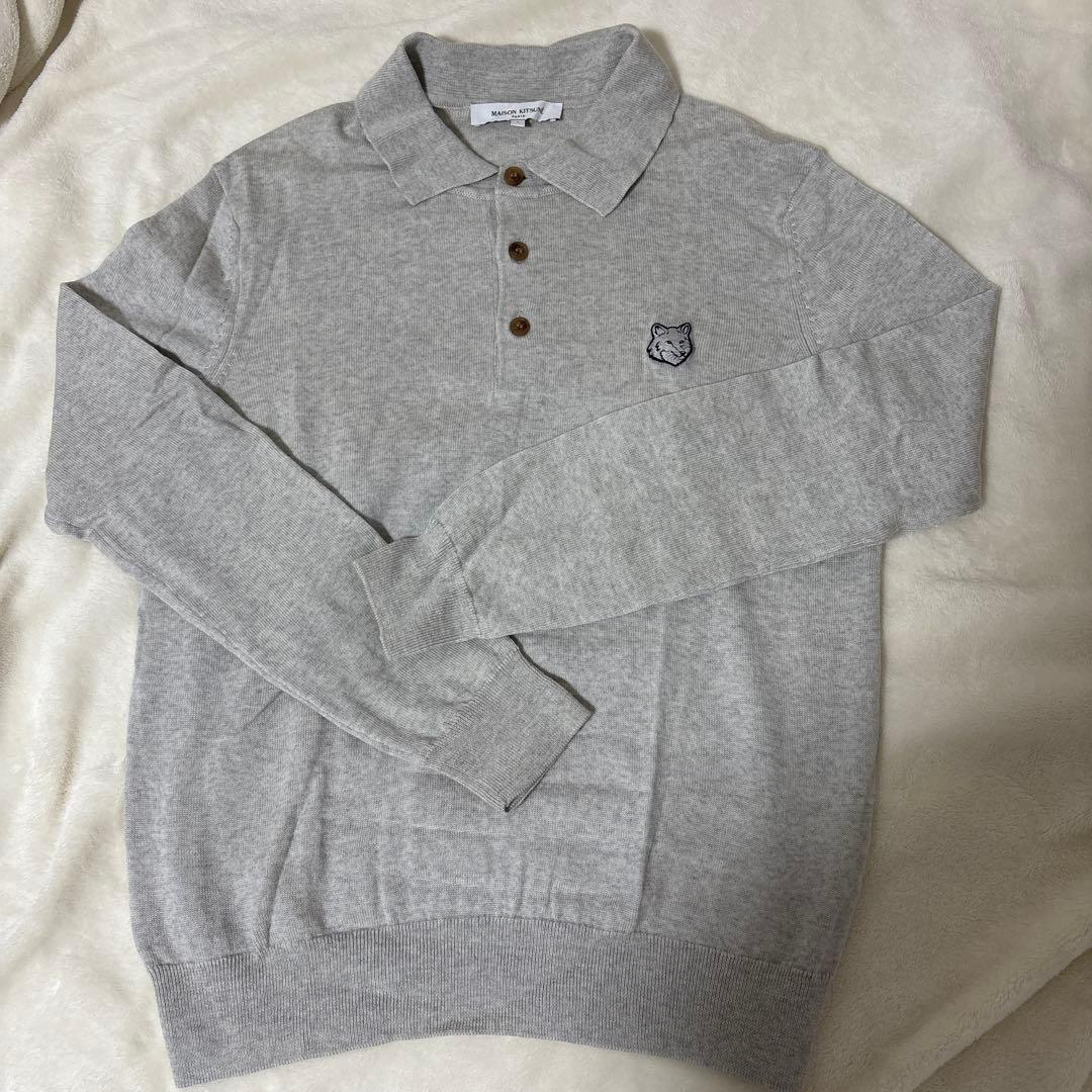 メゾンキツネ グレー 長袖ポロシャツ