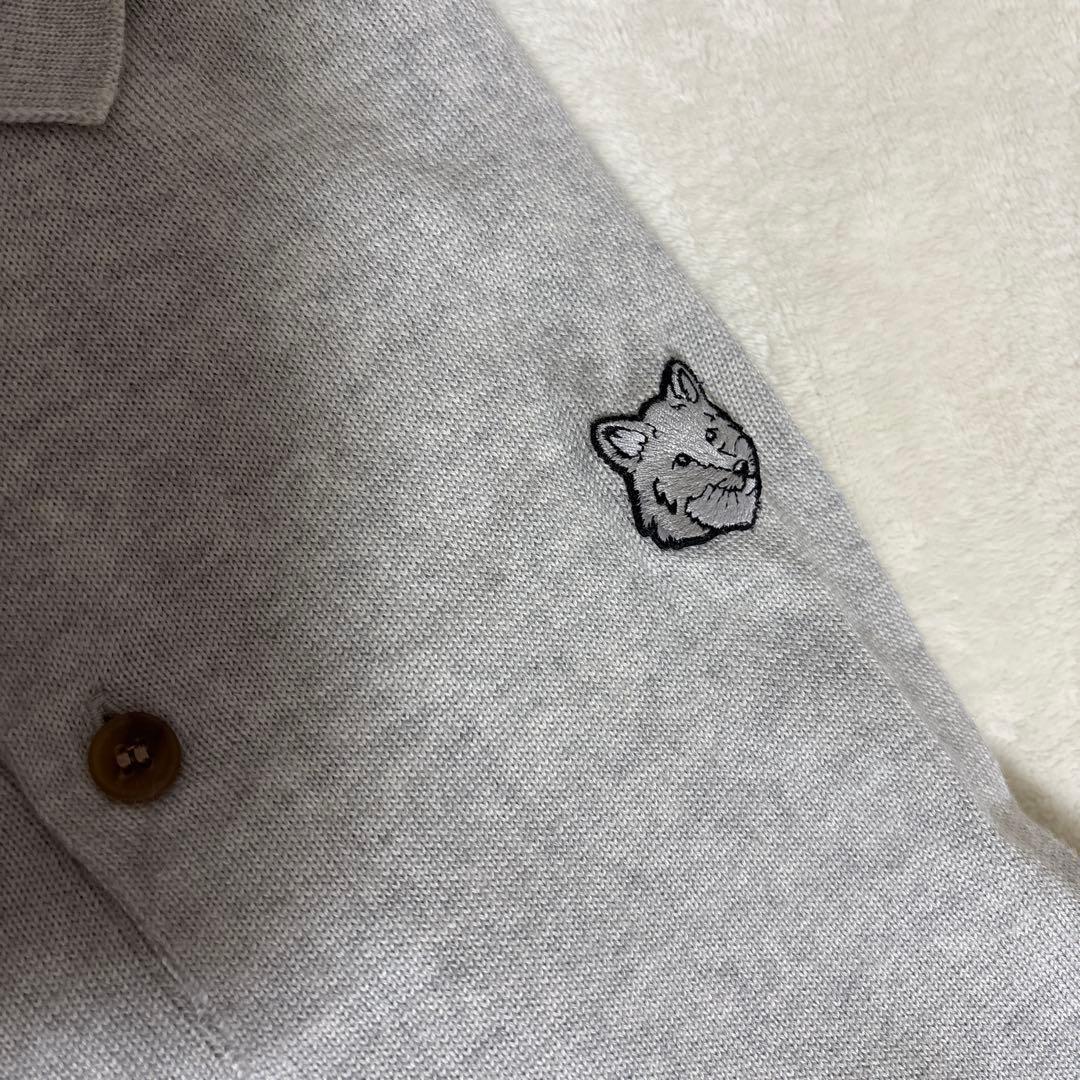 メゾンキツネ グレー 長袖ポロシャツ