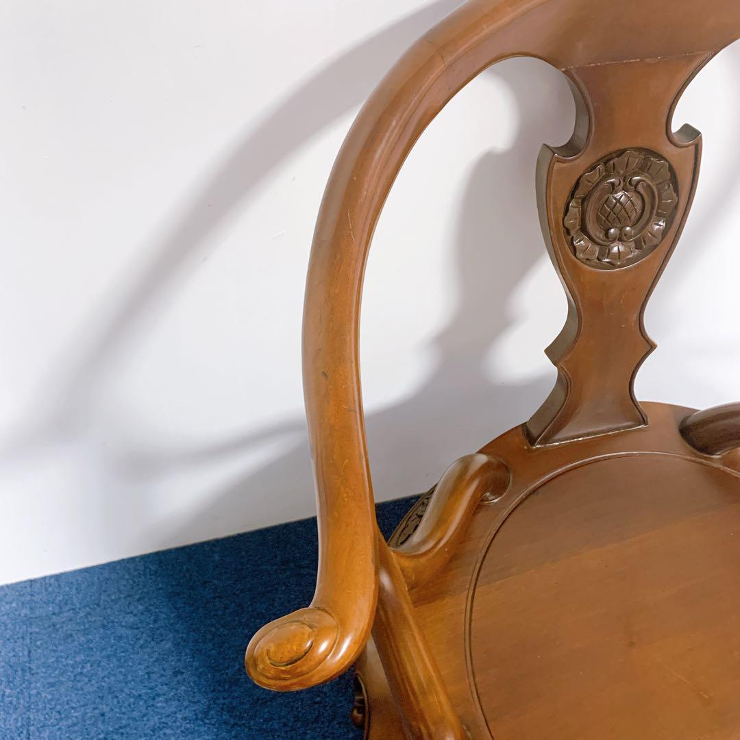 【稀少品】唐木家具 彫刻ダイニング 猫脚アームチェア 李朝家具 花梨①