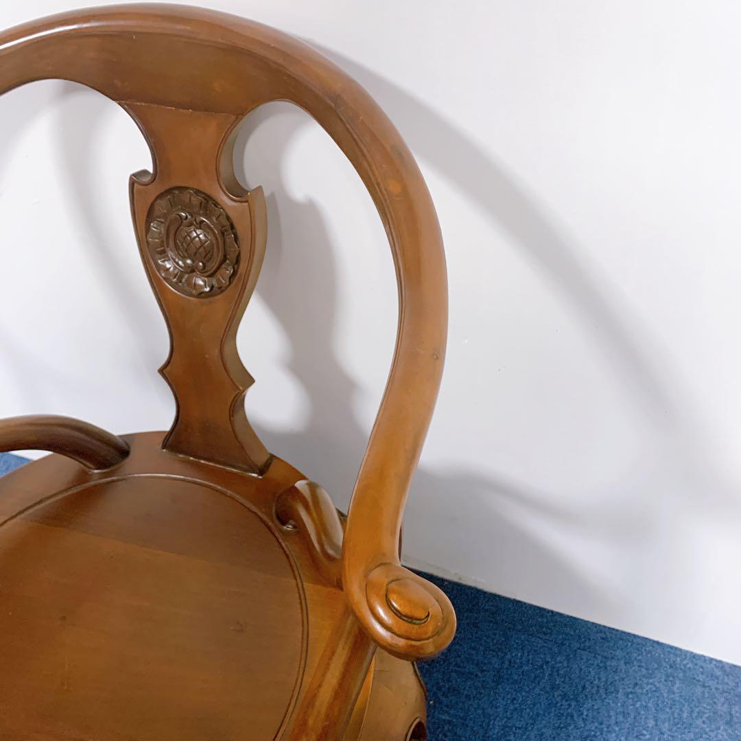 【稀少品】唐木家具 彫刻ダイニング 猫脚アームチェア 李朝家具 花梨①