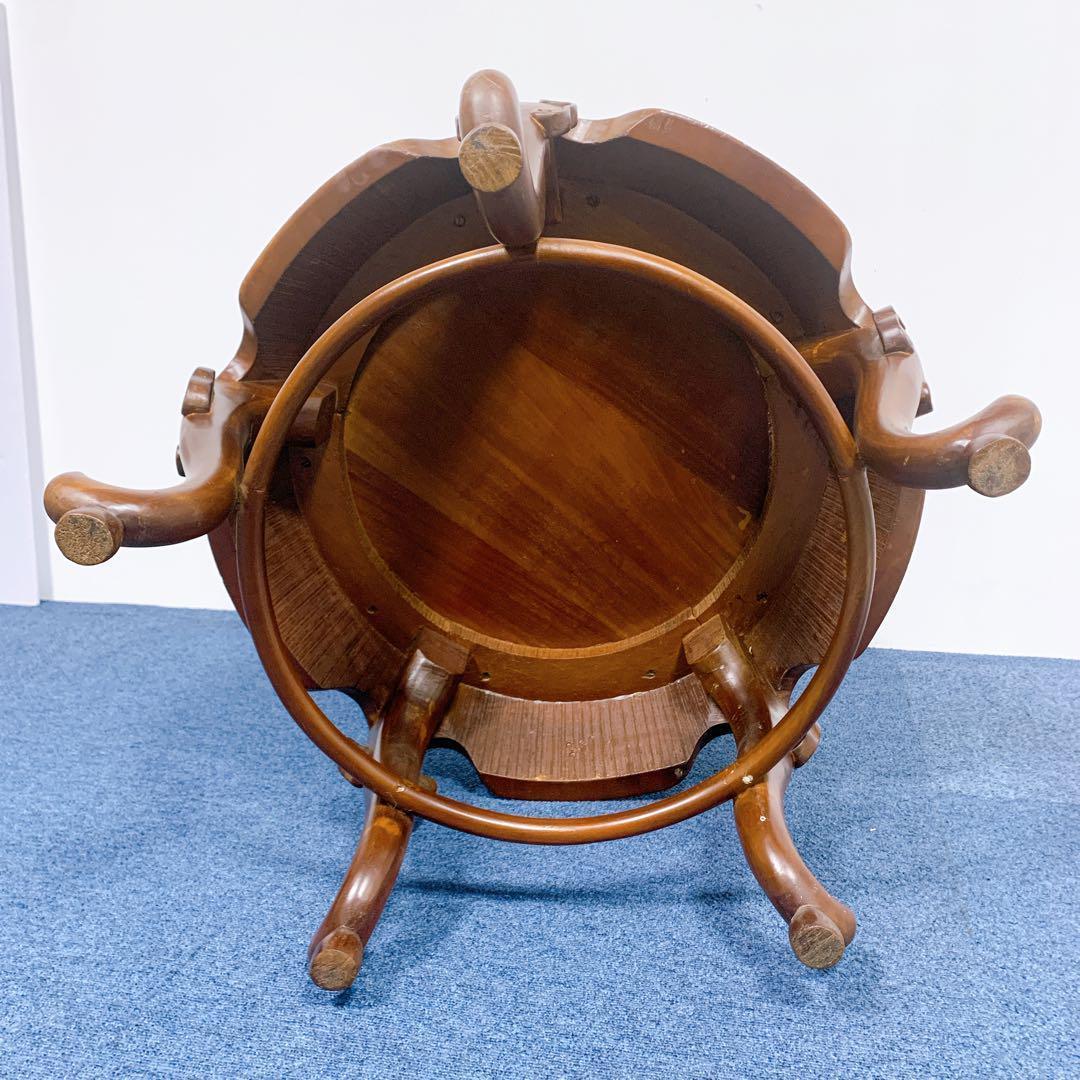 【稀少品】唐木家具 彫刻ダイニング 猫脚アームチェア 李朝家具 花梨①