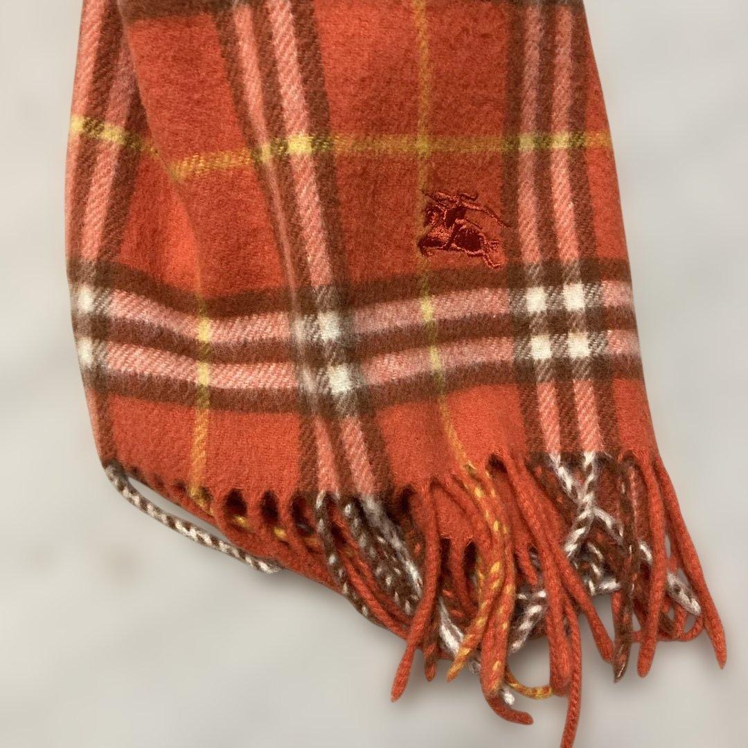 BURBERRY オレンジ チェック マフラー バーバリー