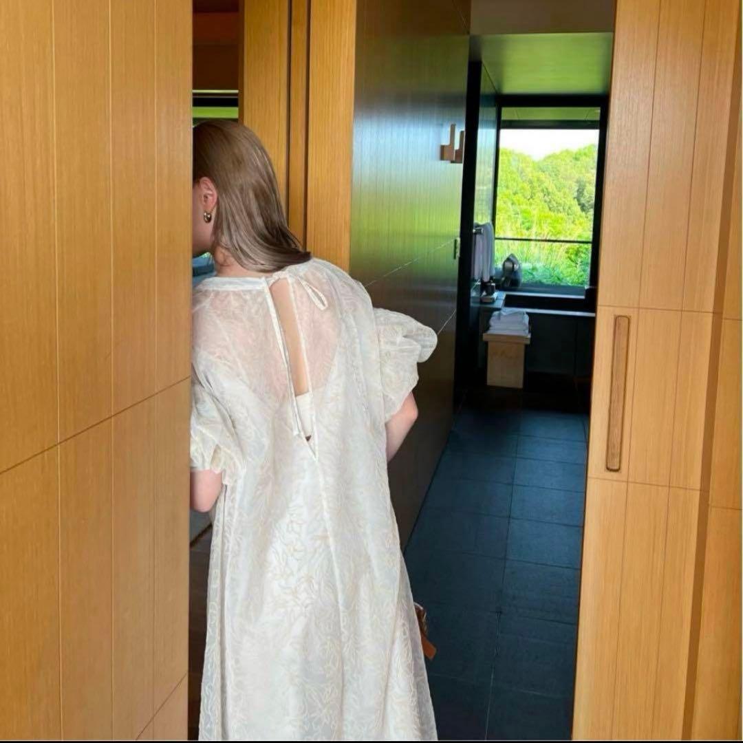 Acka✨️sheer loose one-piece 花柄 アイボリー ロング丈