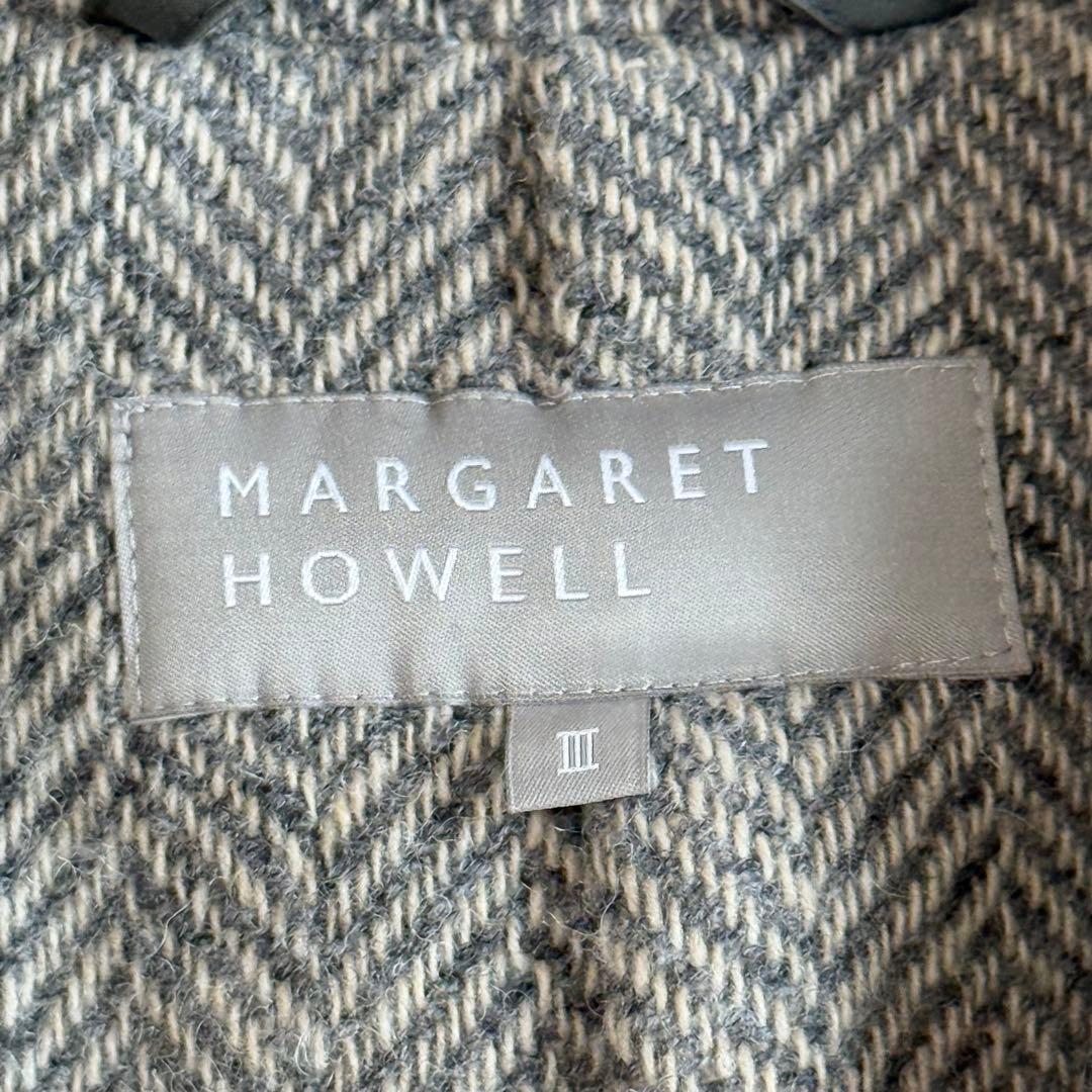 マーガレットハウエル ヘリンボーン ウール 比翼ボタン ツイードチェスターコート