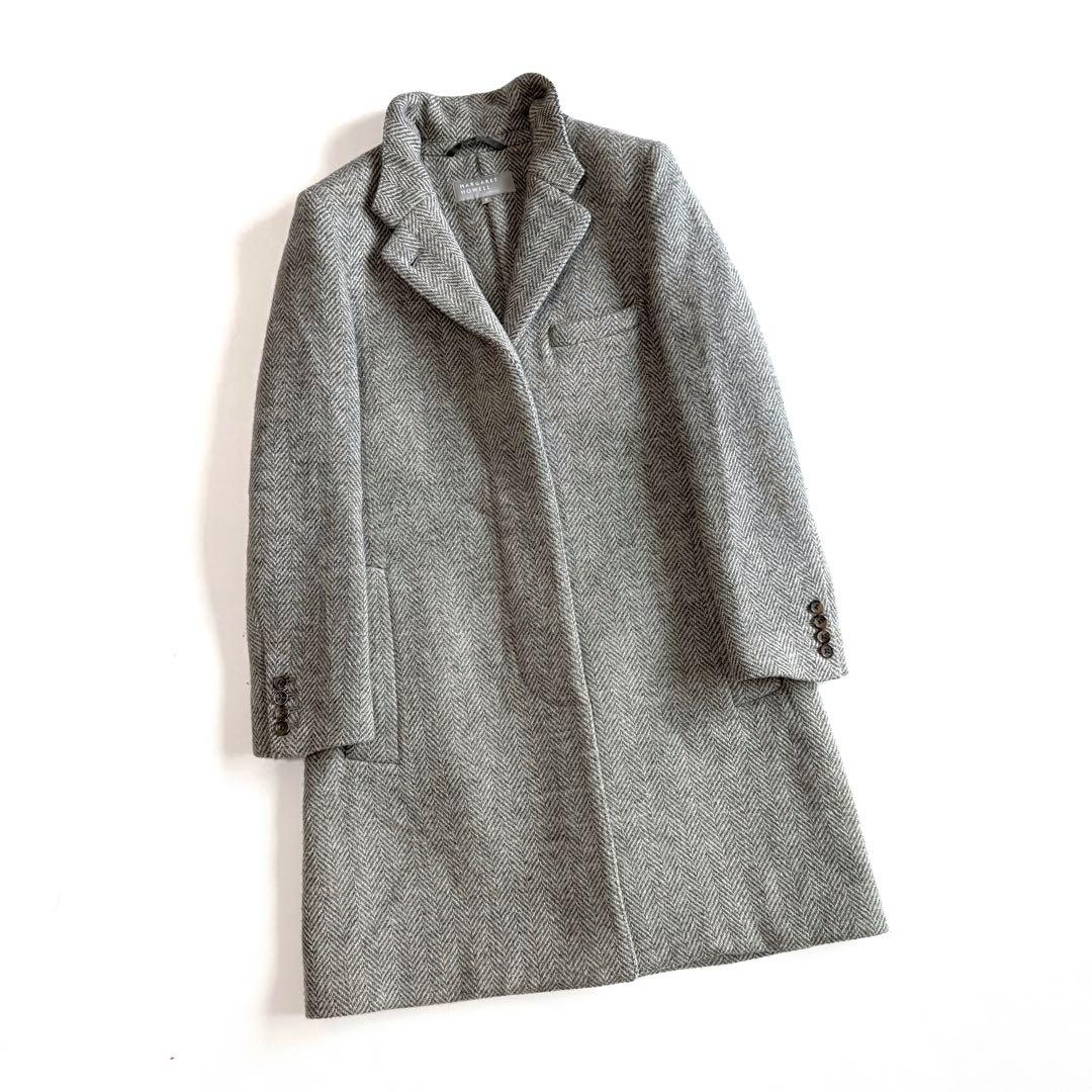 マーガレットハウエル ヘリンボーン ウール 比翼ボタン ツイードチェスターコート