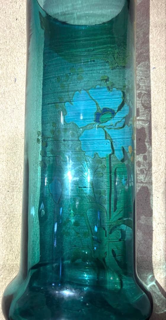 ルグラ 花瓶 ライトグリーン 花柄 アンティーク 箱なし