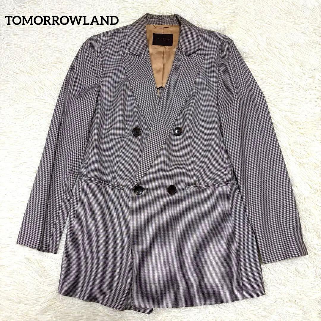 TOMORROWLAND コレクション ダブルブレストジャケット 千鳥 シルク