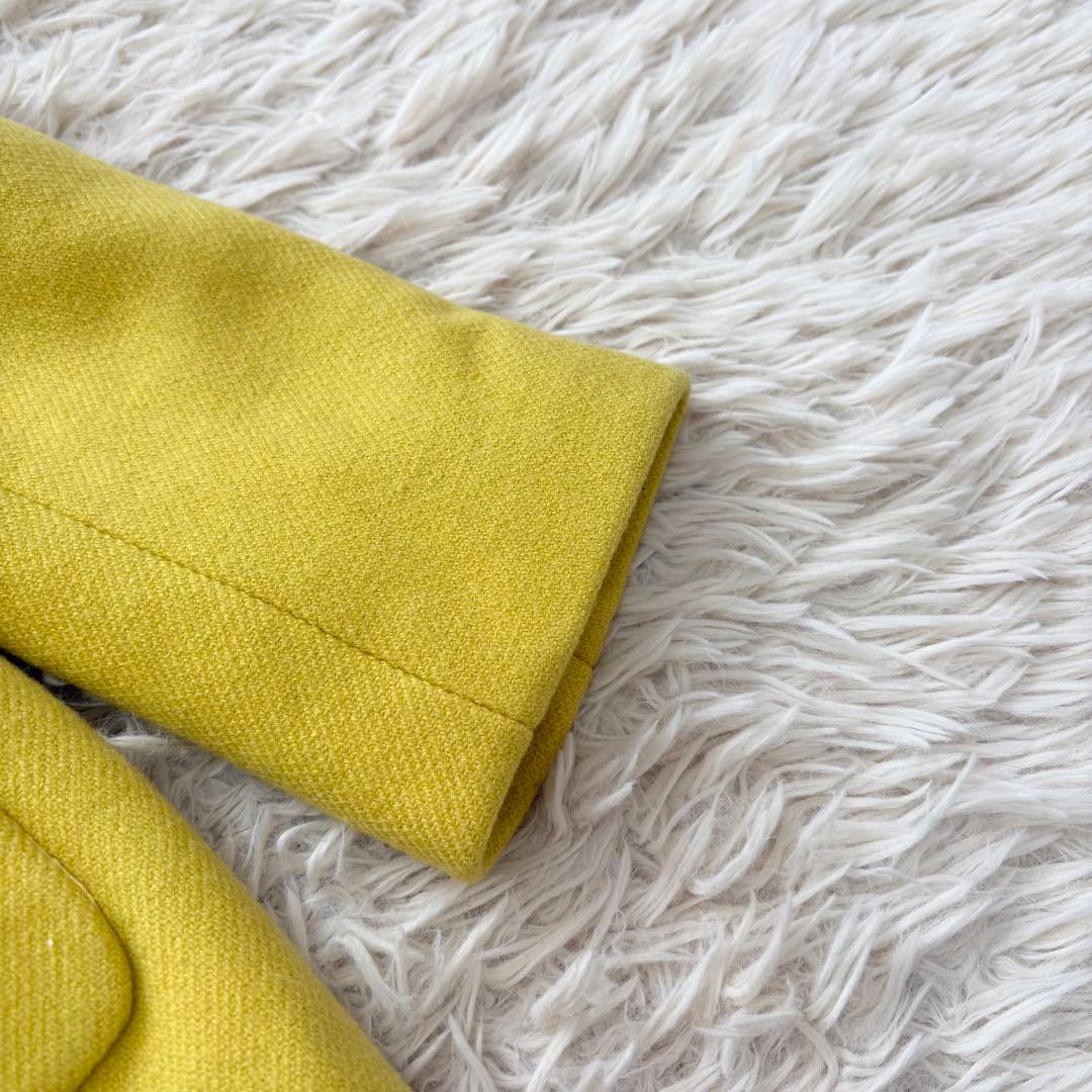 美品✨ケイトスペード　ウール100%ロングファーコート　裏地総柄　イエロー　0