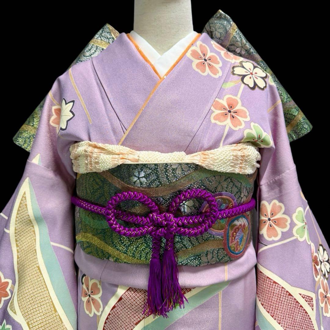 未使用品　作家物　落款　振袖フルセット　しつけ付き　金通し　桜　154〜164