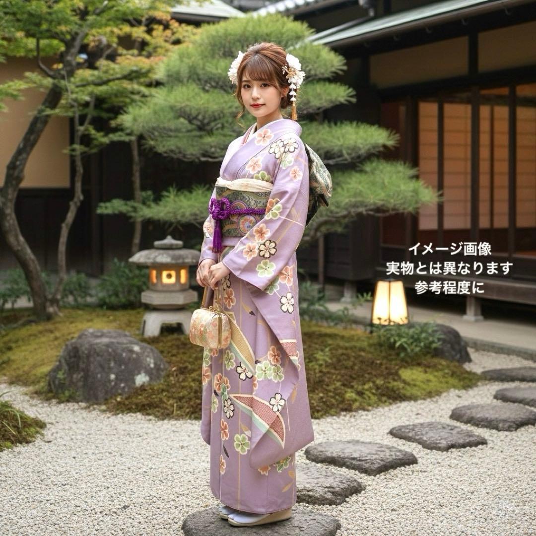 未使用品　作家物　落款　振袖フルセット　しつけ付き　金通し　桜　154〜164