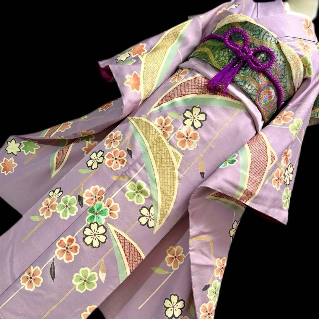 未使用品　作家物　落款　振袖フルセット　しつけ付き　金通し　桜　154〜164