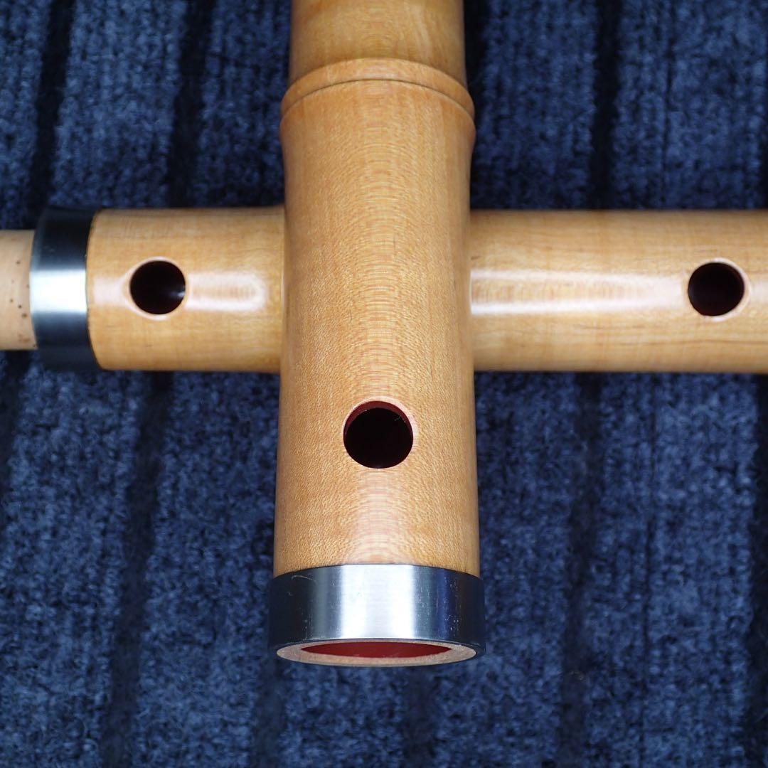 尺八 銘木(楓) 和田謹製 琴風調 二印 一尺八寸管