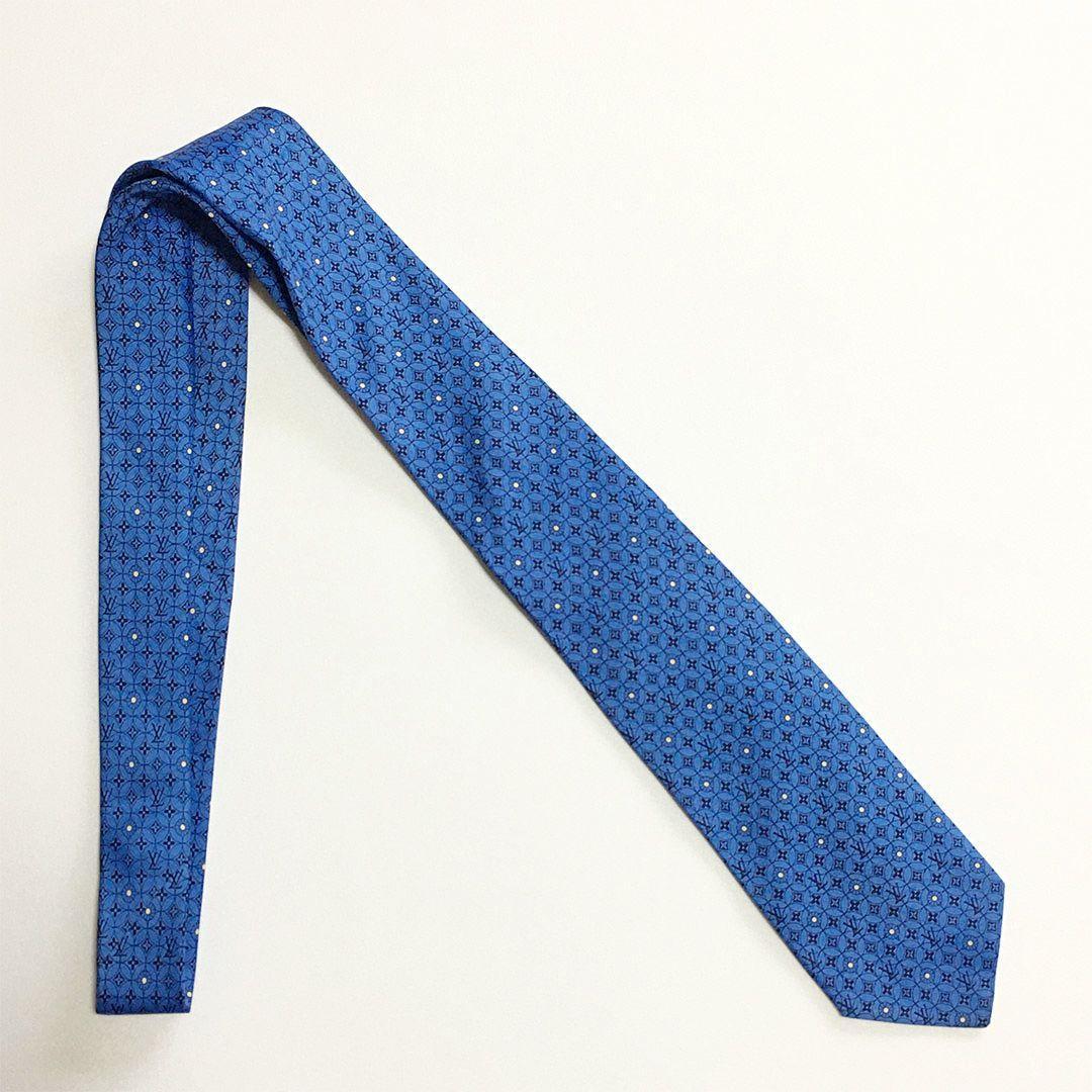 未使用級 ルイヴィトン Louis Vuitton ネクタイ ブルー モノグラム