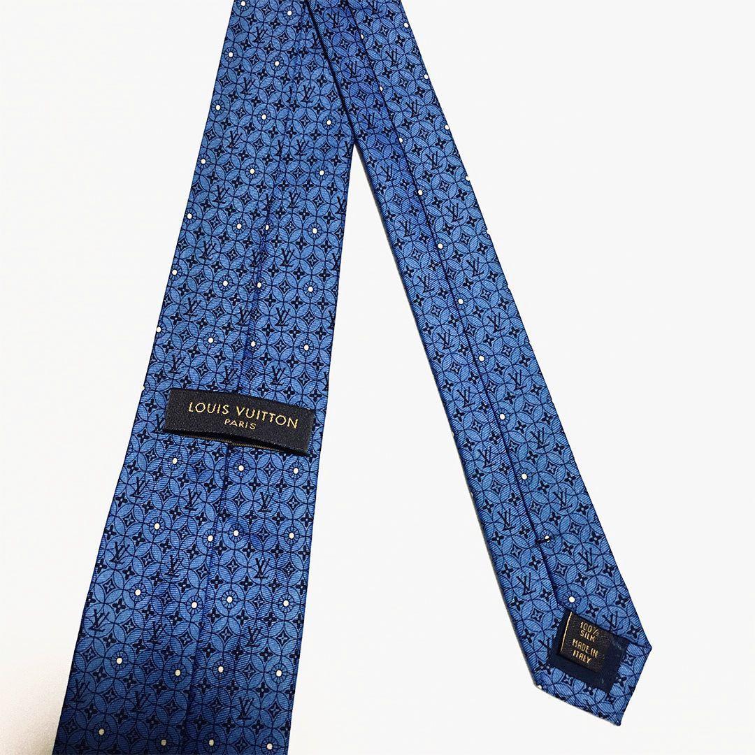 未使用級 ルイヴィトン Louis Vuitton ネクタイ ブルー モノグラム