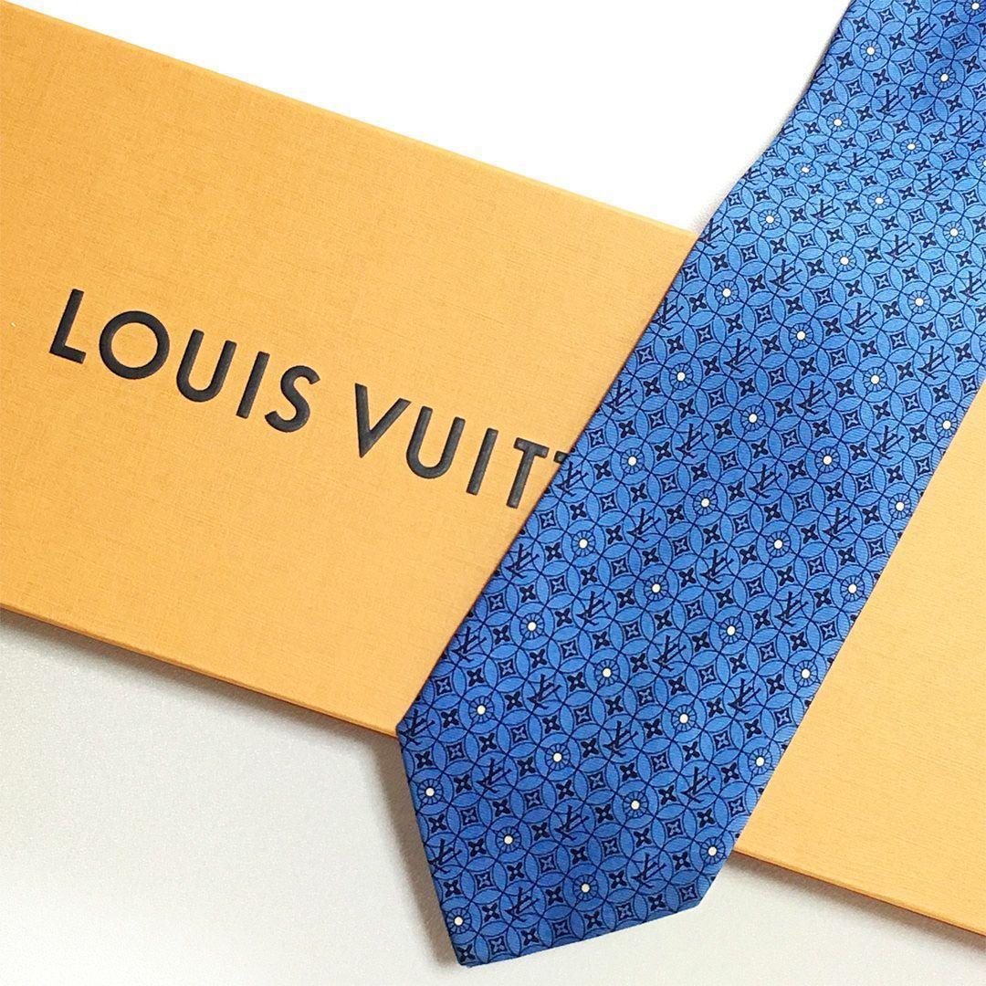 未使用級 ルイヴィトン Louis Vuitton ネクタイ ブルー モノグラム