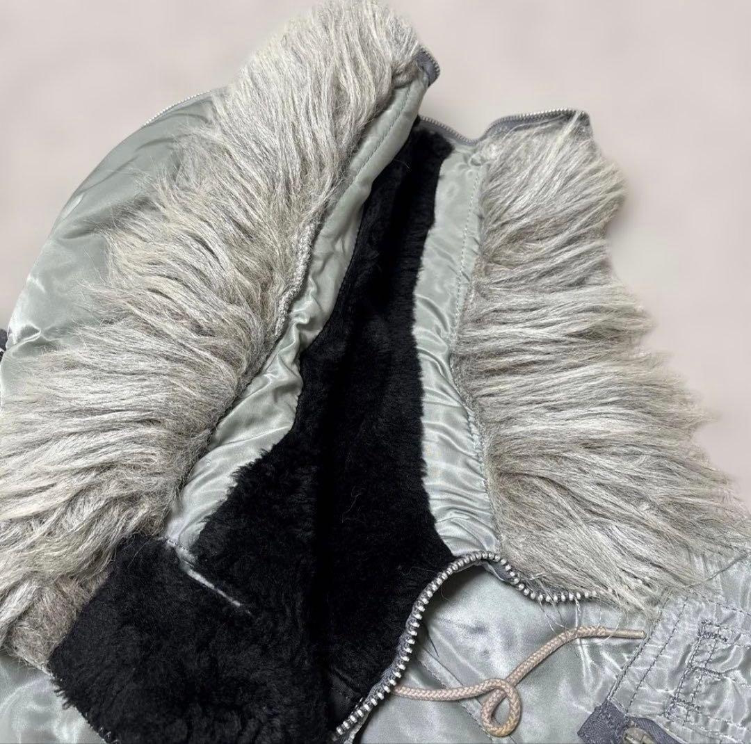 90s alpha N-2B USA フライドジャケット　シルバー　y2k 短丈