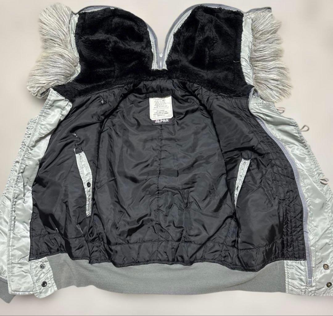 90s alpha N-2B USA フライドジャケット　シルバー　y2k 短丈