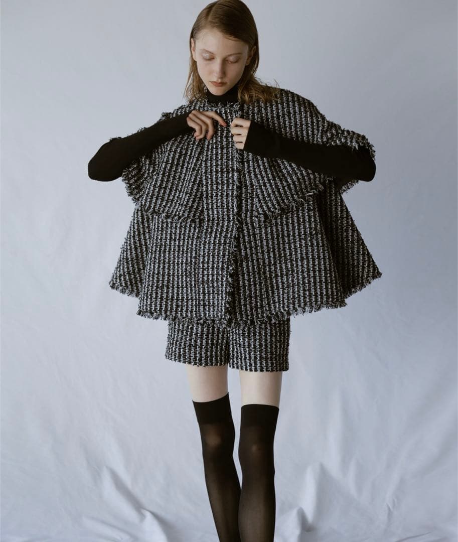 anuans ツイードケープジャケット