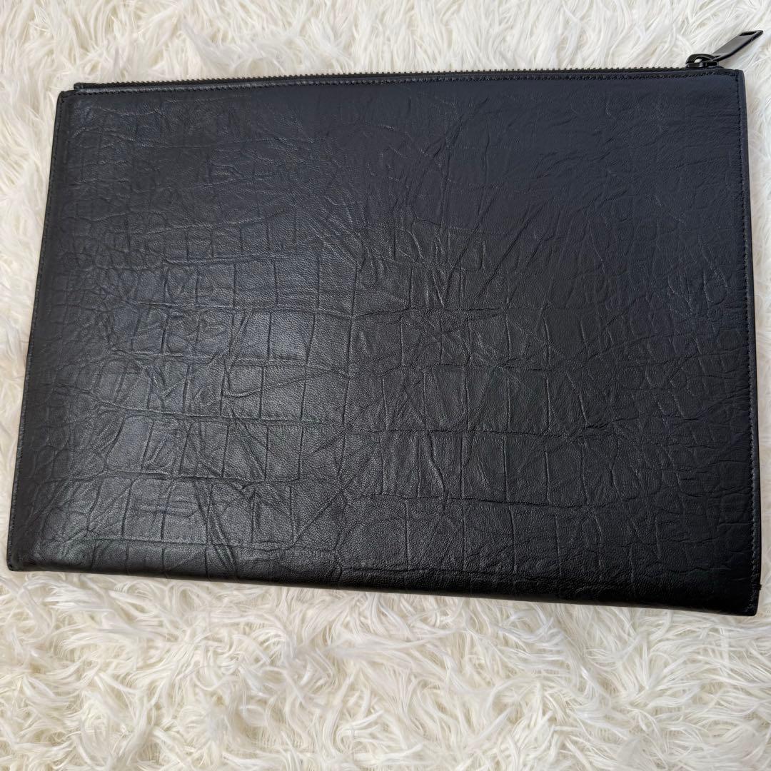 極美✨ サンローラン YSLロゴ クラッチバッグ レザー 黒 セカンドバッグ