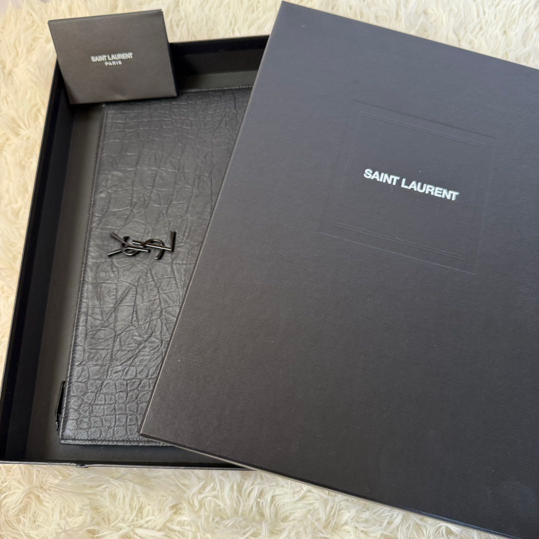 極美✨ サンローラン YSLロゴ クラッチバッグ レザー 黒 セカンドバッグ