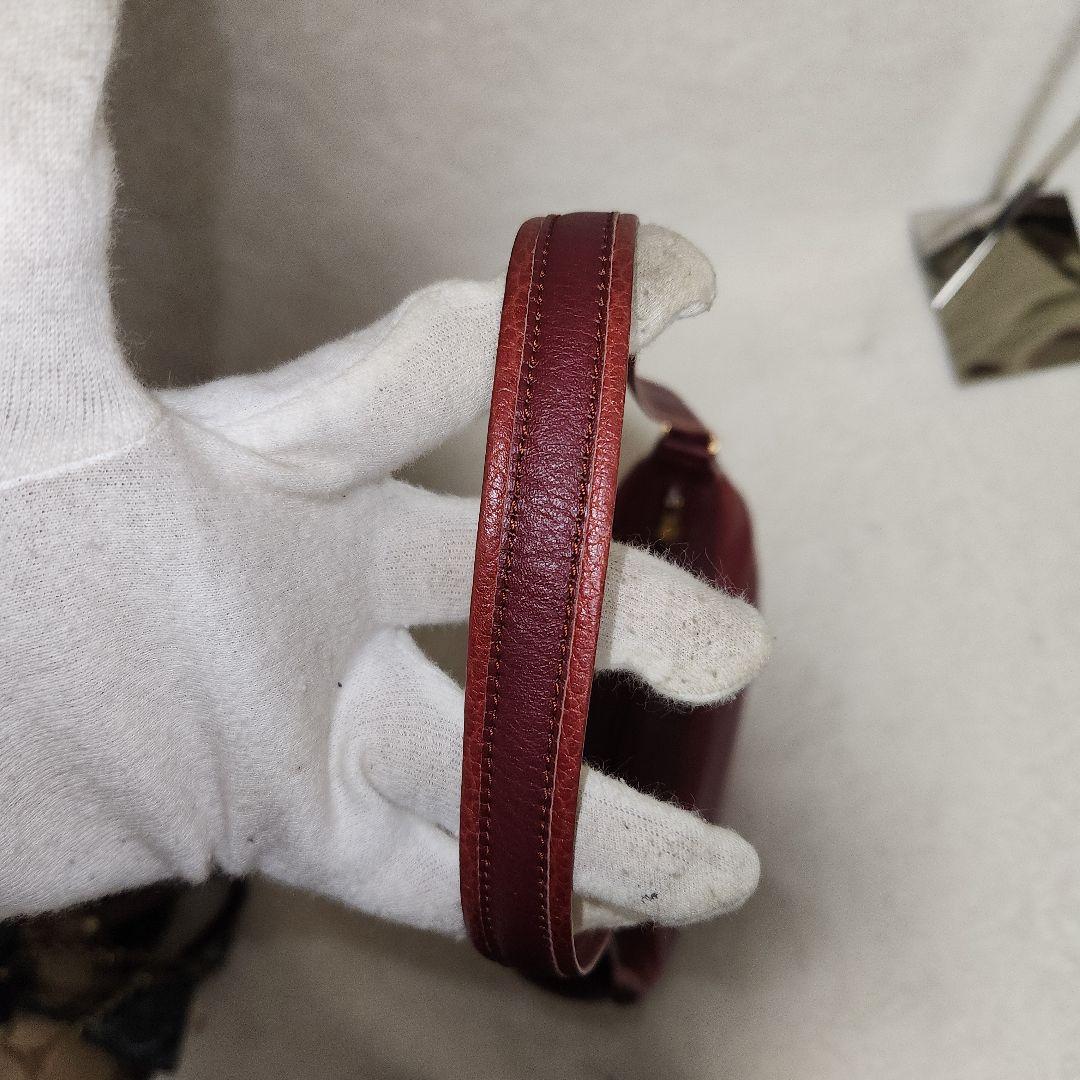 カルティエ マストライン ショルダーバッグ 三日月型 レザー ボルドー　カード