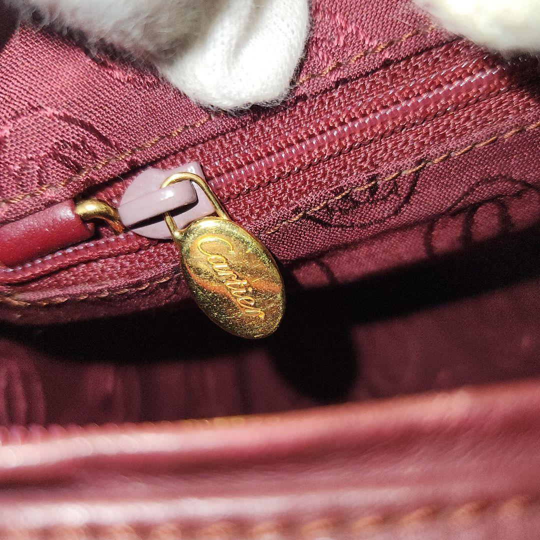 カルティエ マストライン ショルダーバッグ 三日月型 レザー ボルドー　カード