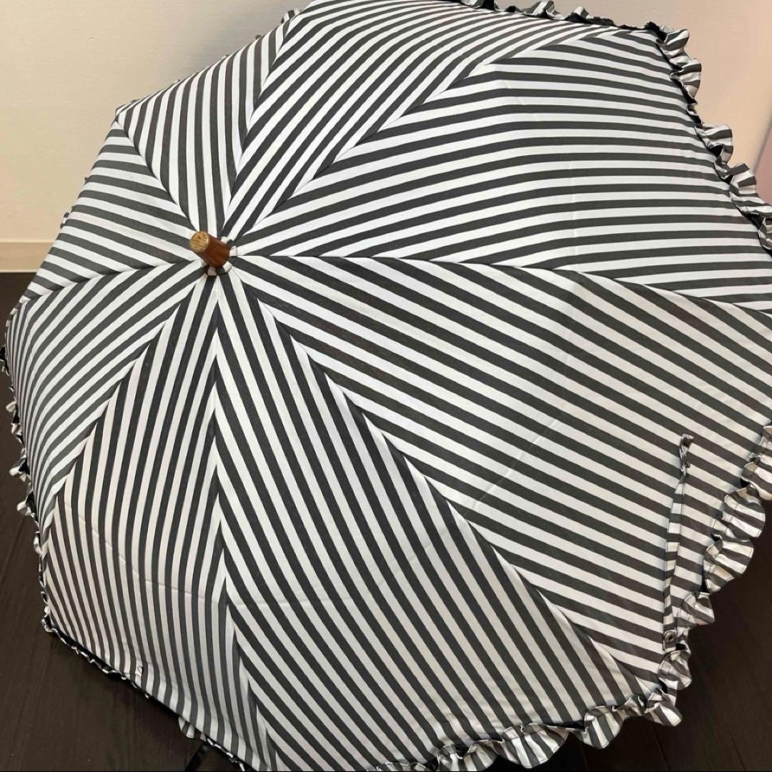 ★サンバリア100 2段折フリル白黒ストライプ