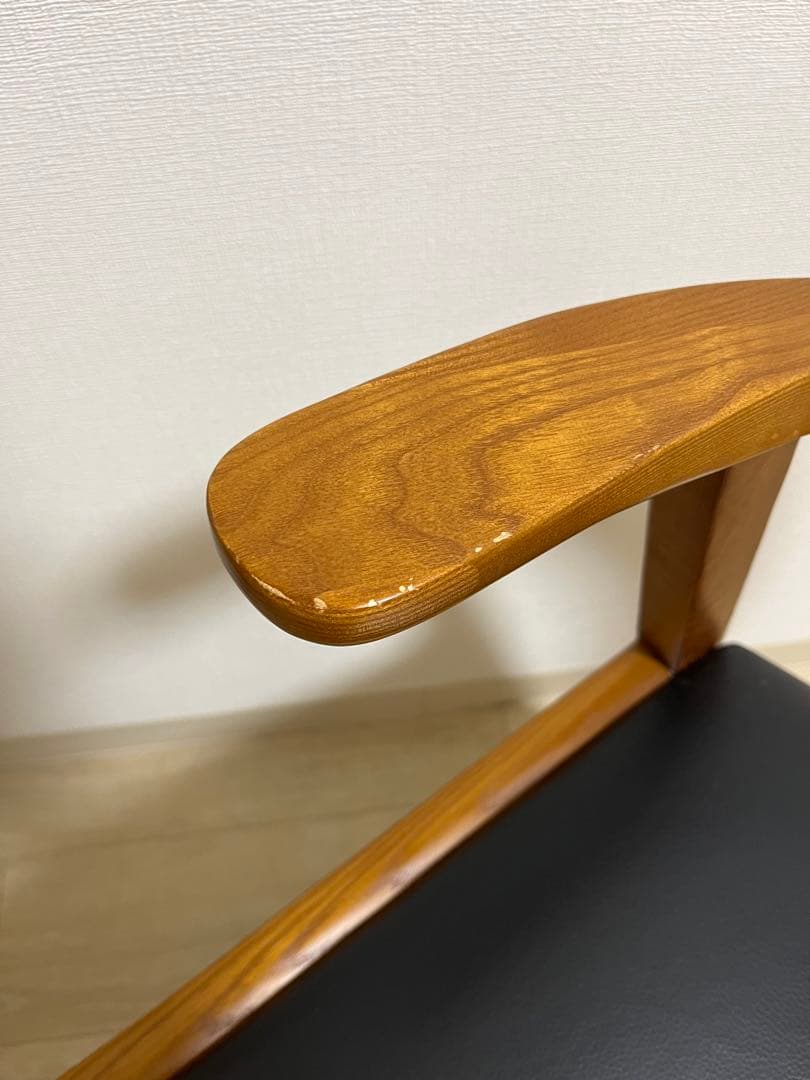 タンスのゲン ダイニングチェア 2脚セット 北欧 肘付き PVC座面 手渡し