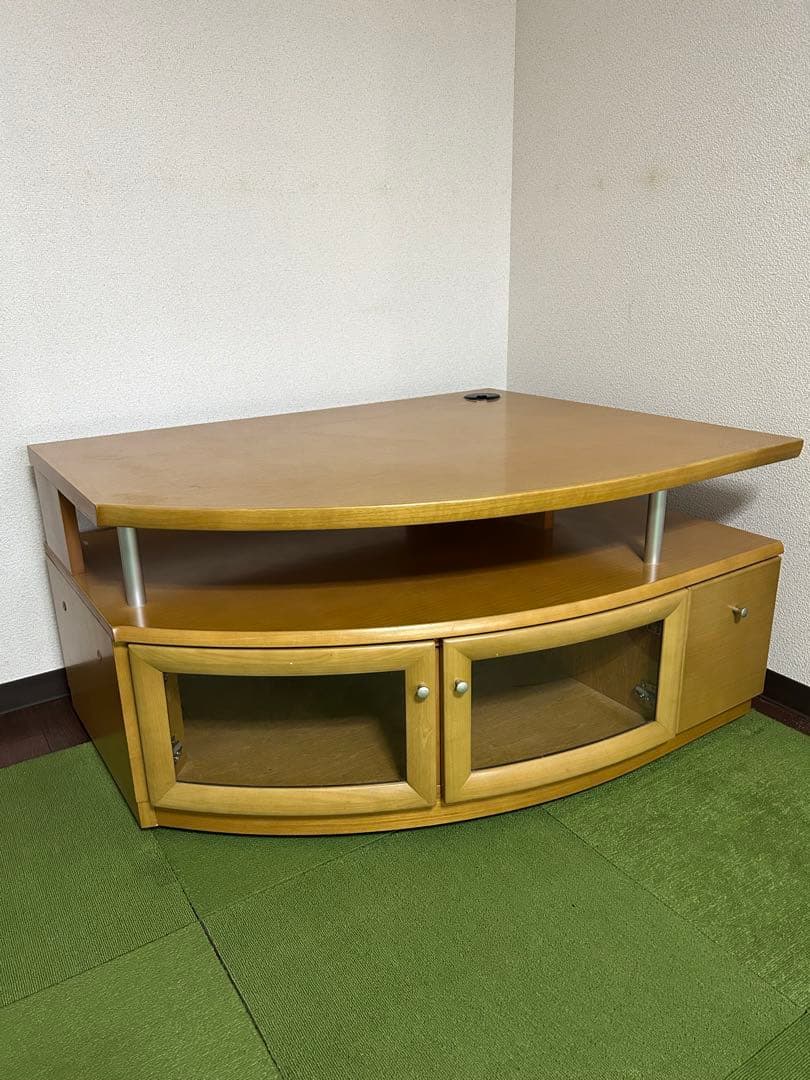 カリモク　テレビ台　テレビボード　キャビネット　木製　ガラス扉　キャスター付き