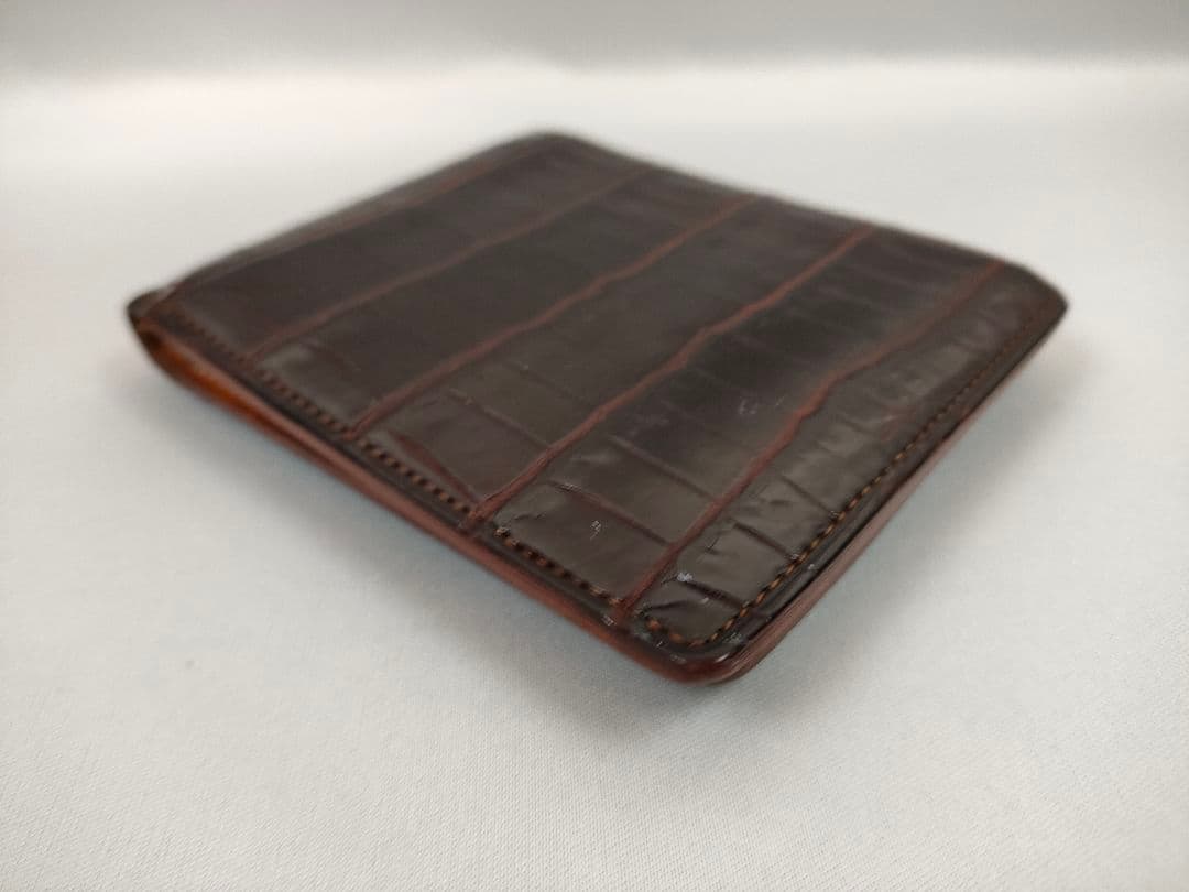 ガンゾ GANZO クロコダイルレザー 二つ折り財布 ダークブラウン