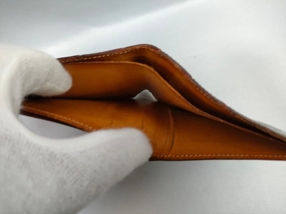 ガンゾ GANZO クロコダイルレザー 二つ折り財布 ダークブラウン