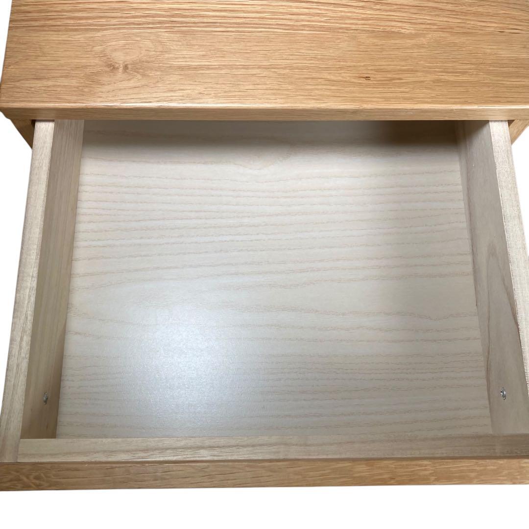 無印良品 オーク無垢材 デスクキャビネット ワイド引出し二段