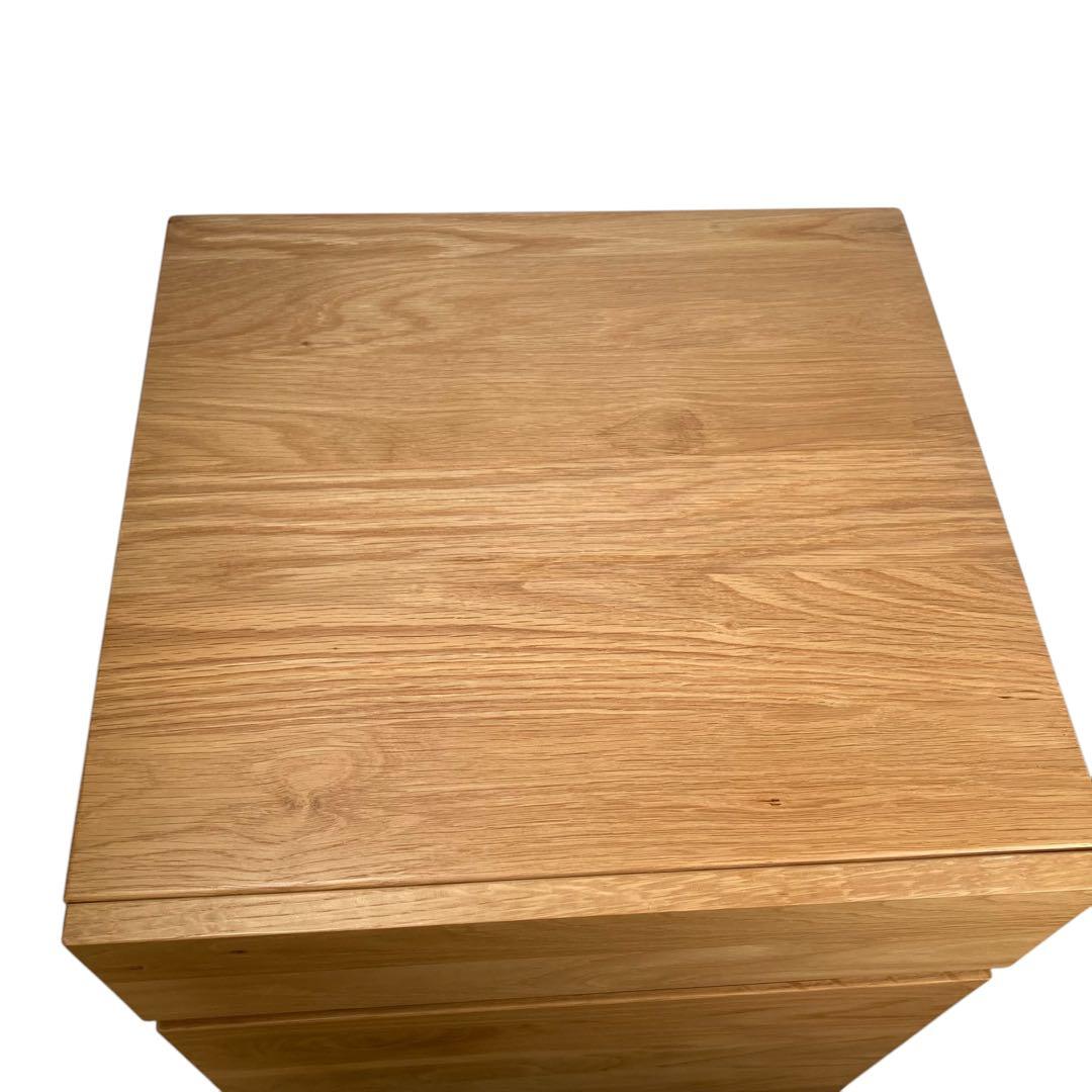 無印良品 オーク無垢材 デスクキャビネット ワイド引出し二段