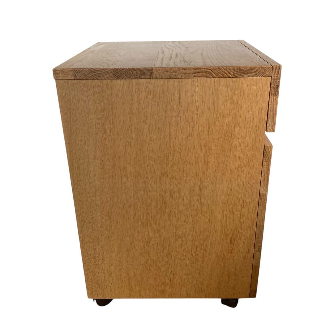 無印良品 オーク無垢材 デスクキャビネット ワイド引出し二段