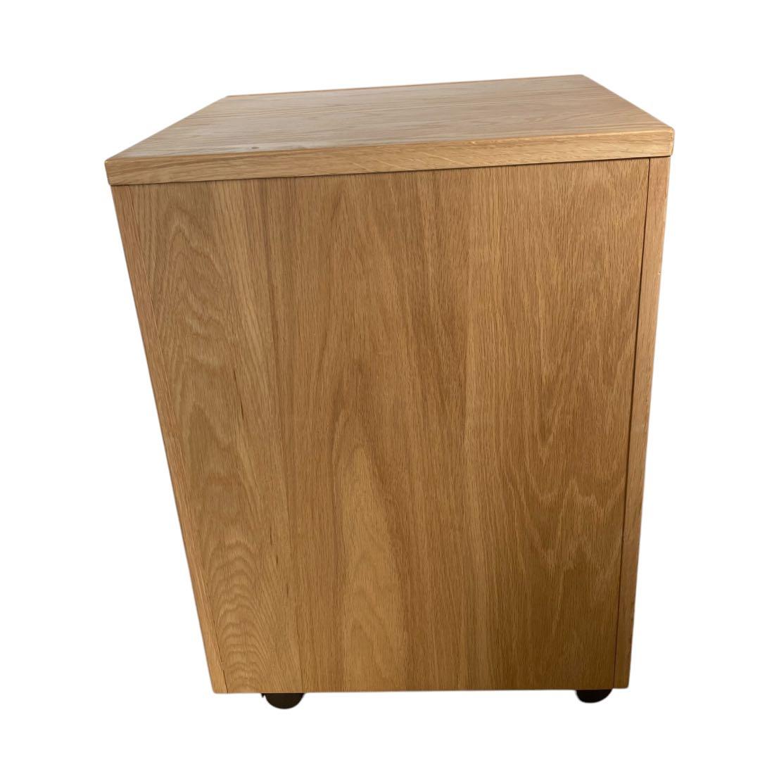 無印良品 オーク無垢材 デスクキャビネット ワイド引出し二段