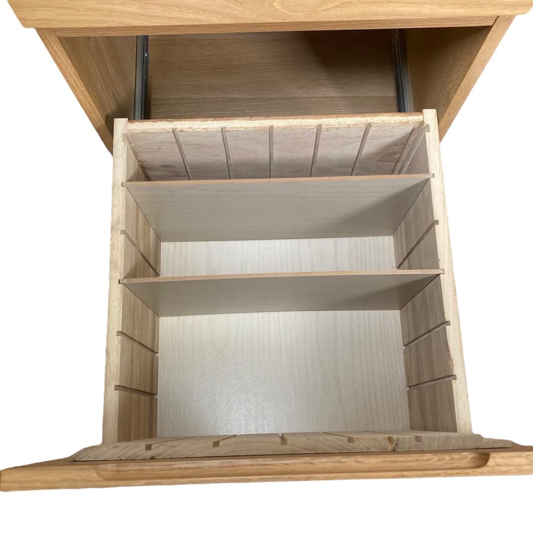 無印良品 オーク無垢材 デスクキャビネット ワイド引出し二段