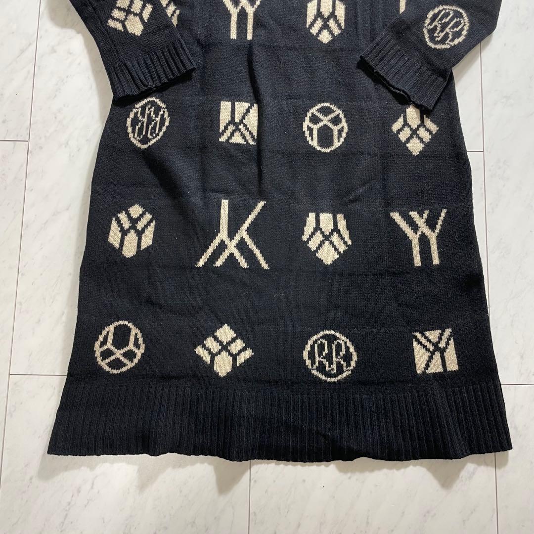 ヨウジヤマモト ジャガードハイネックニットワンピース モノグラム総柄 ロング丈