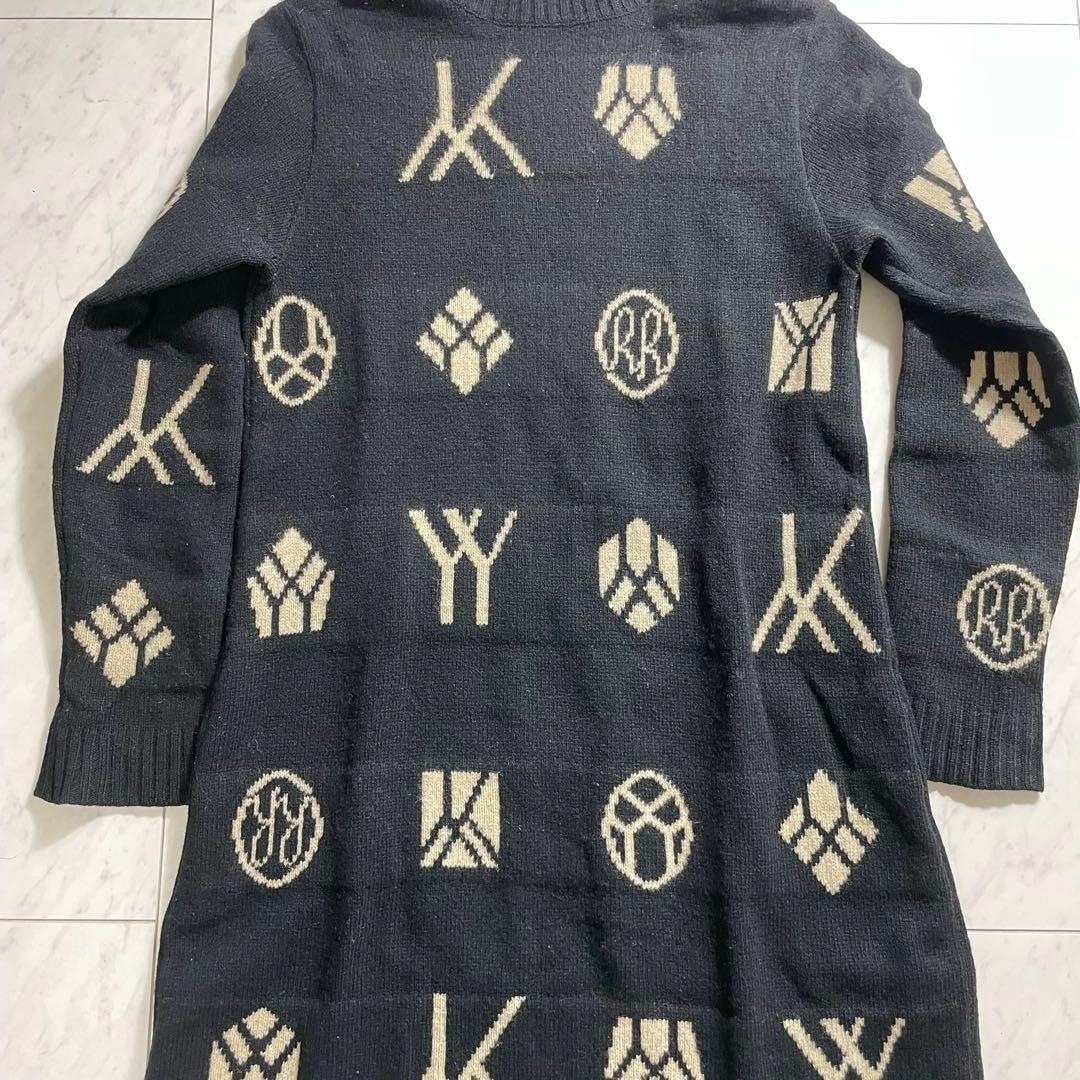 ヨウジヤマモト ジャガードハイネックニットワンピース モノグラム総柄 ロング丈