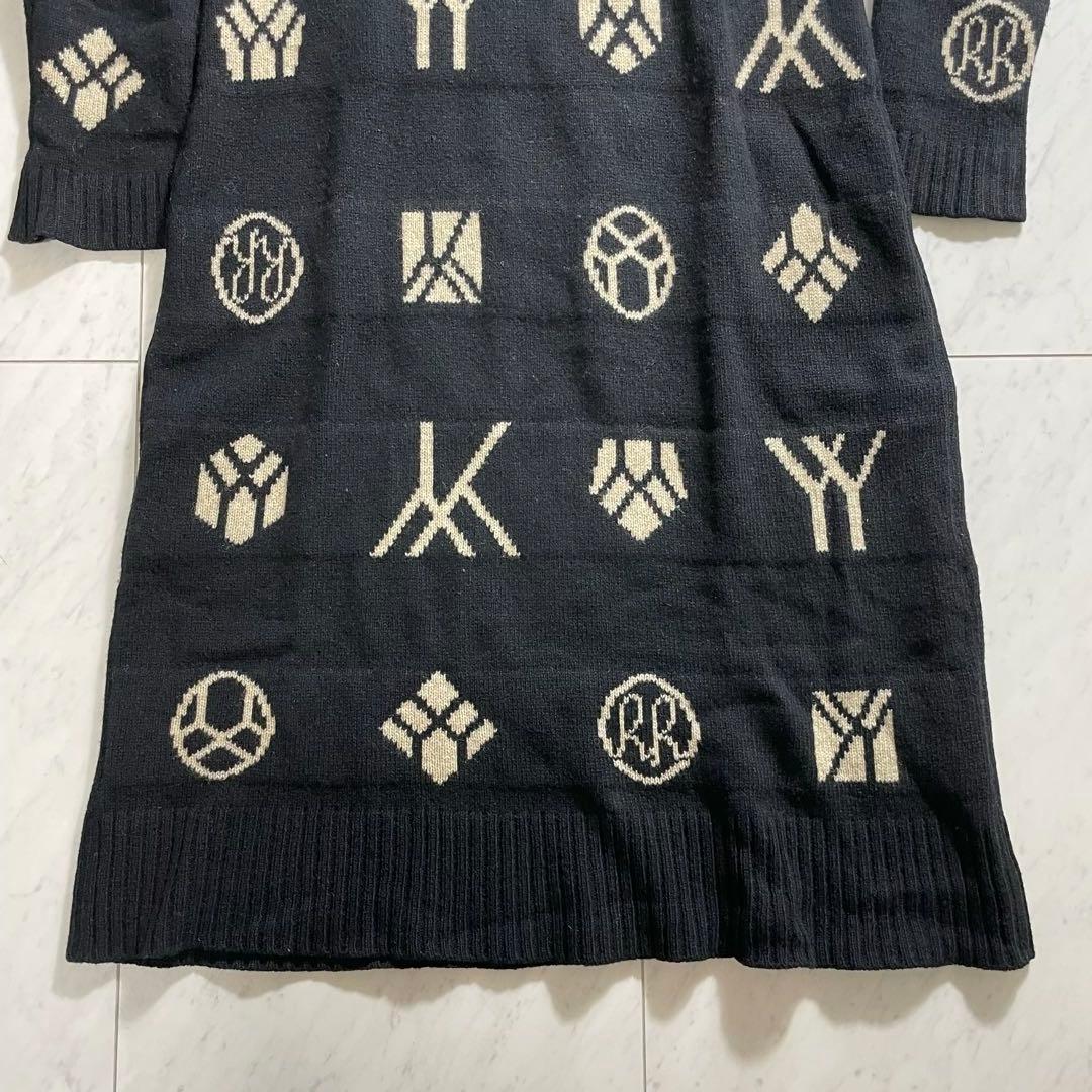 ヨウジヤマモト ジャガードハイネックニットワンピース モノグラム総柄 ロング丈