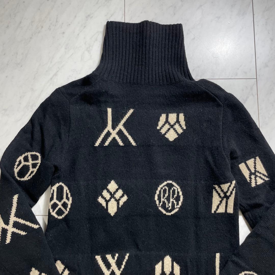 ヨウジヤマモト ジャガードハイネックニットワンピース モノグラム総柄 ロング丈