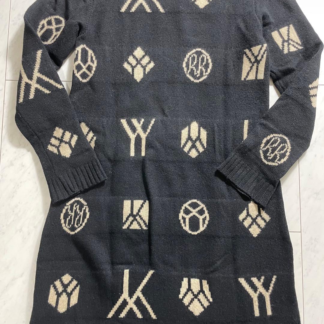 ヨウジヤマモト ジャガードハイネックニットワンピース モノグラム総柄 ロング丈