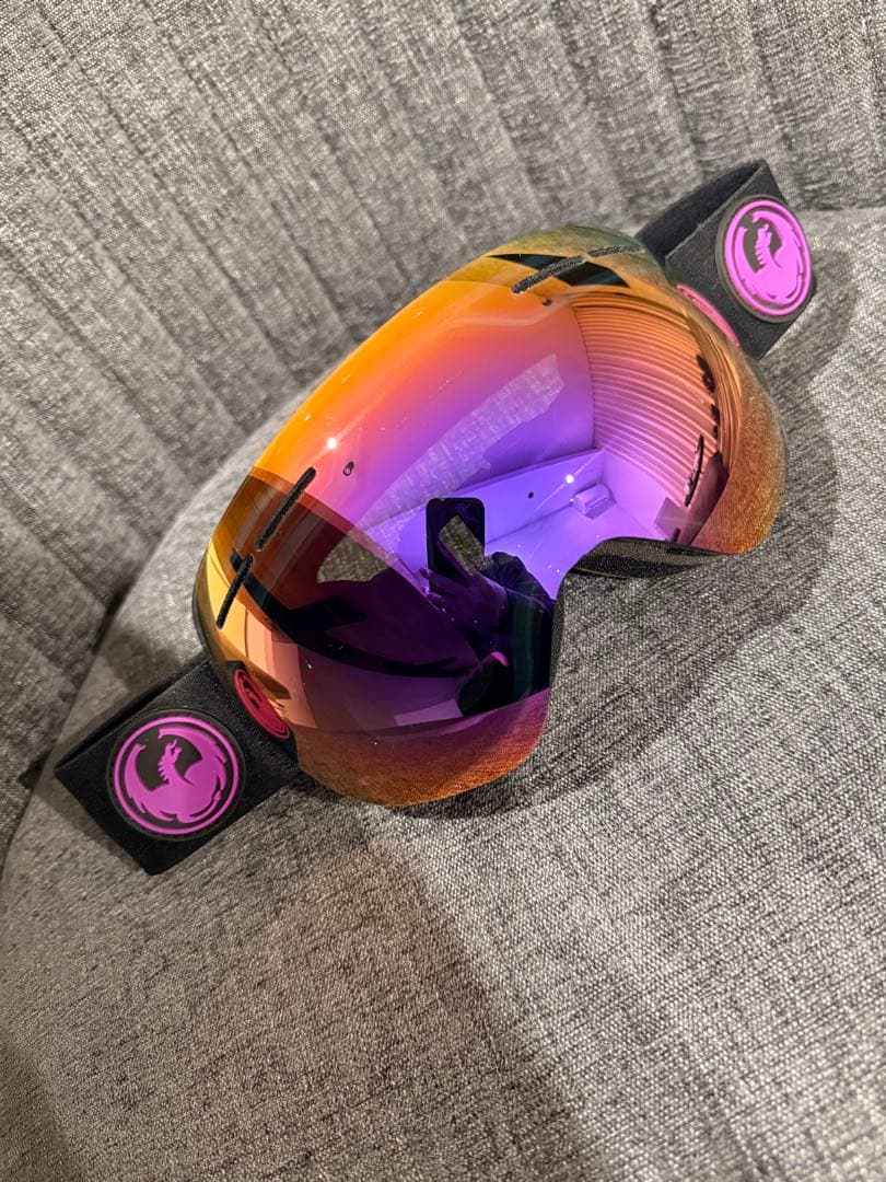 スキーゴーグル 紫色レンズ 付属品あり