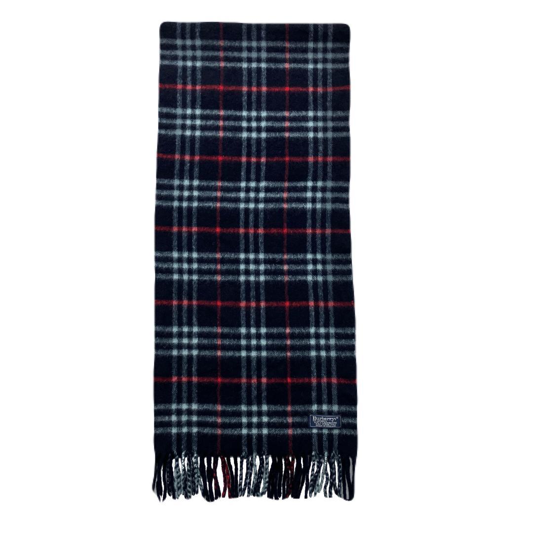 バーバリーズ マフラー ノバチェック カシミヤ ネイビー UK製