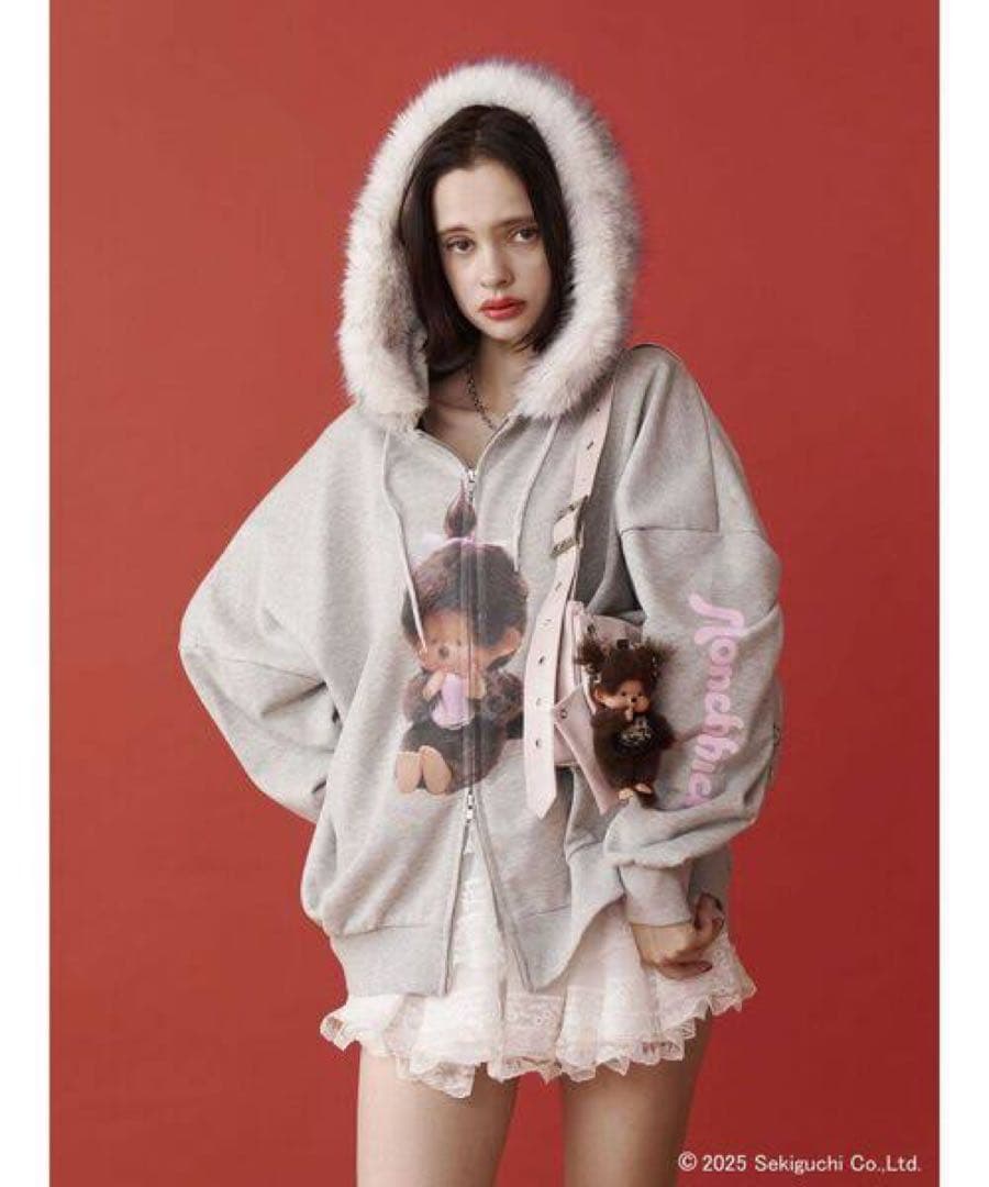 新品★【monchhichi×jouetie】 ファードッキングZIPフーディ