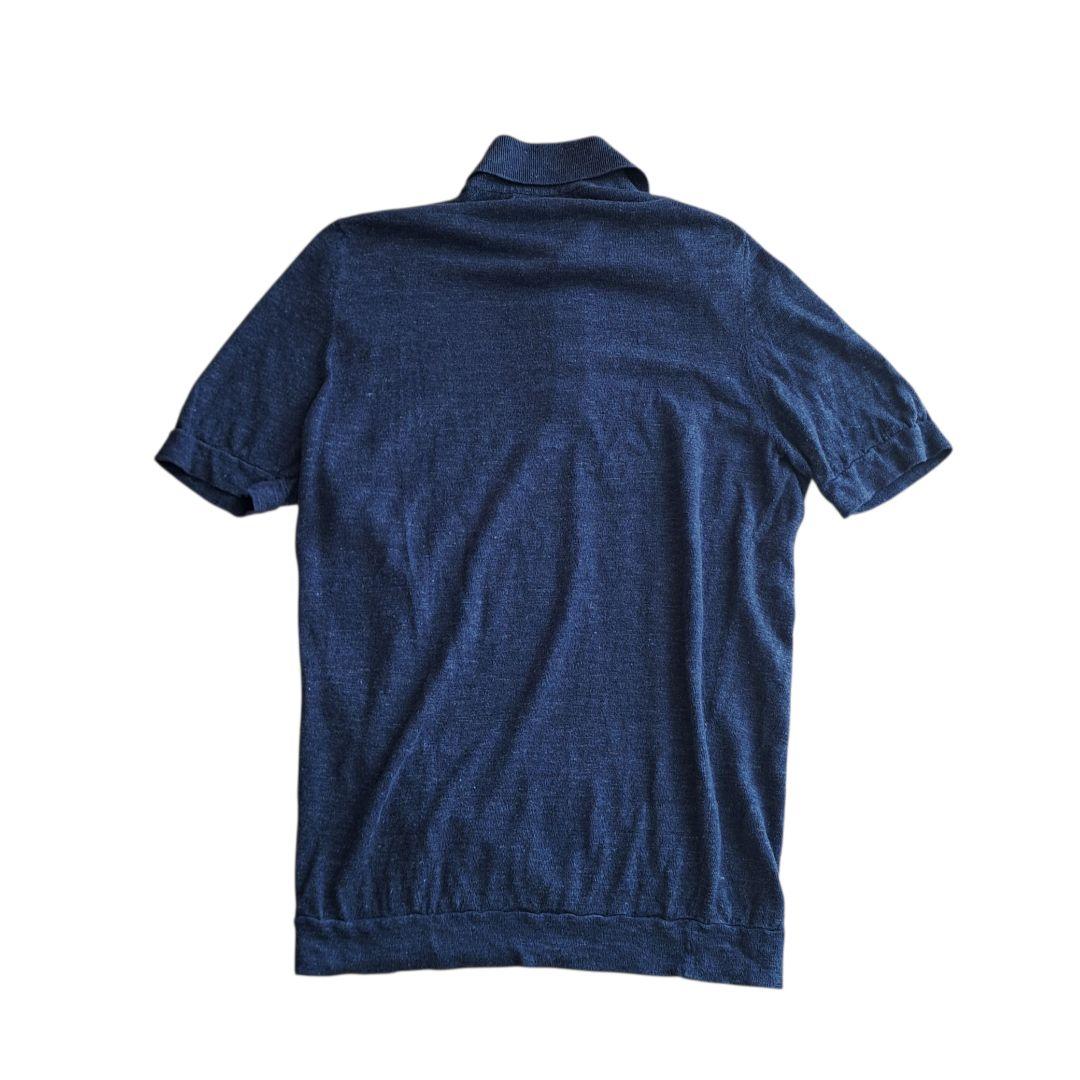 ブルネロクチネリ ニットポロシャツ リネン混 ネイビー 48サイズ
