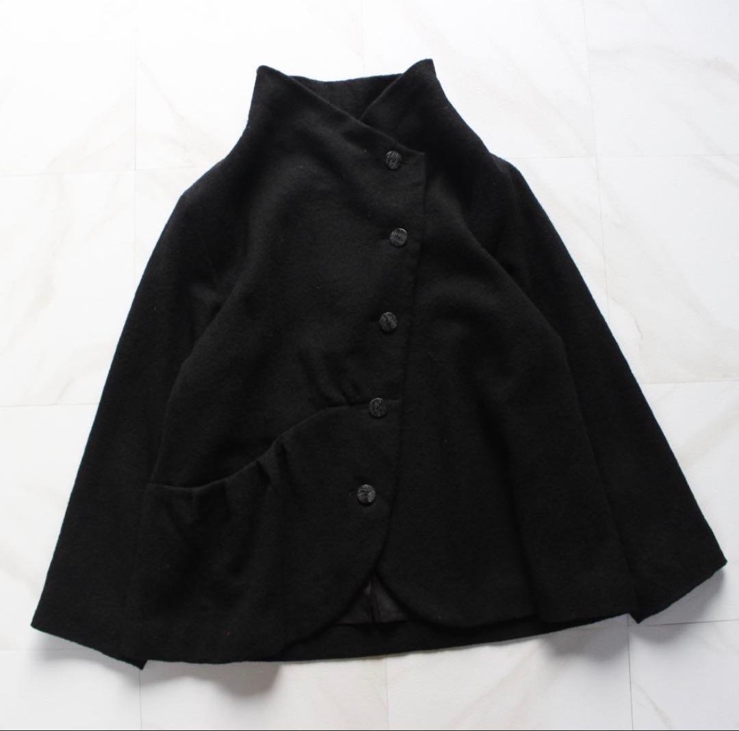 慈雨 変形 ニット ジャケット Lサイズ ウール ブラック