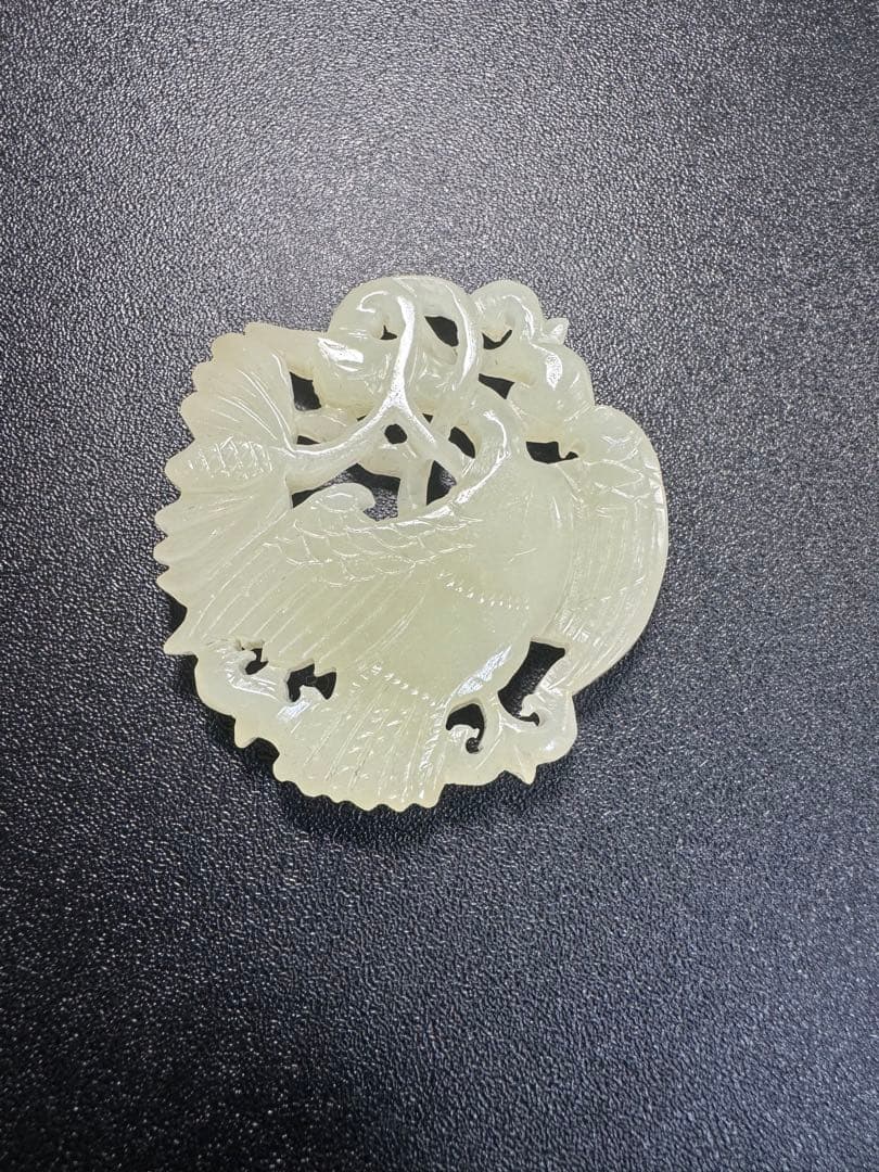 本玉 白鳥　天然石 和田玉 中国古美術白玉　手彫 透かし彫り