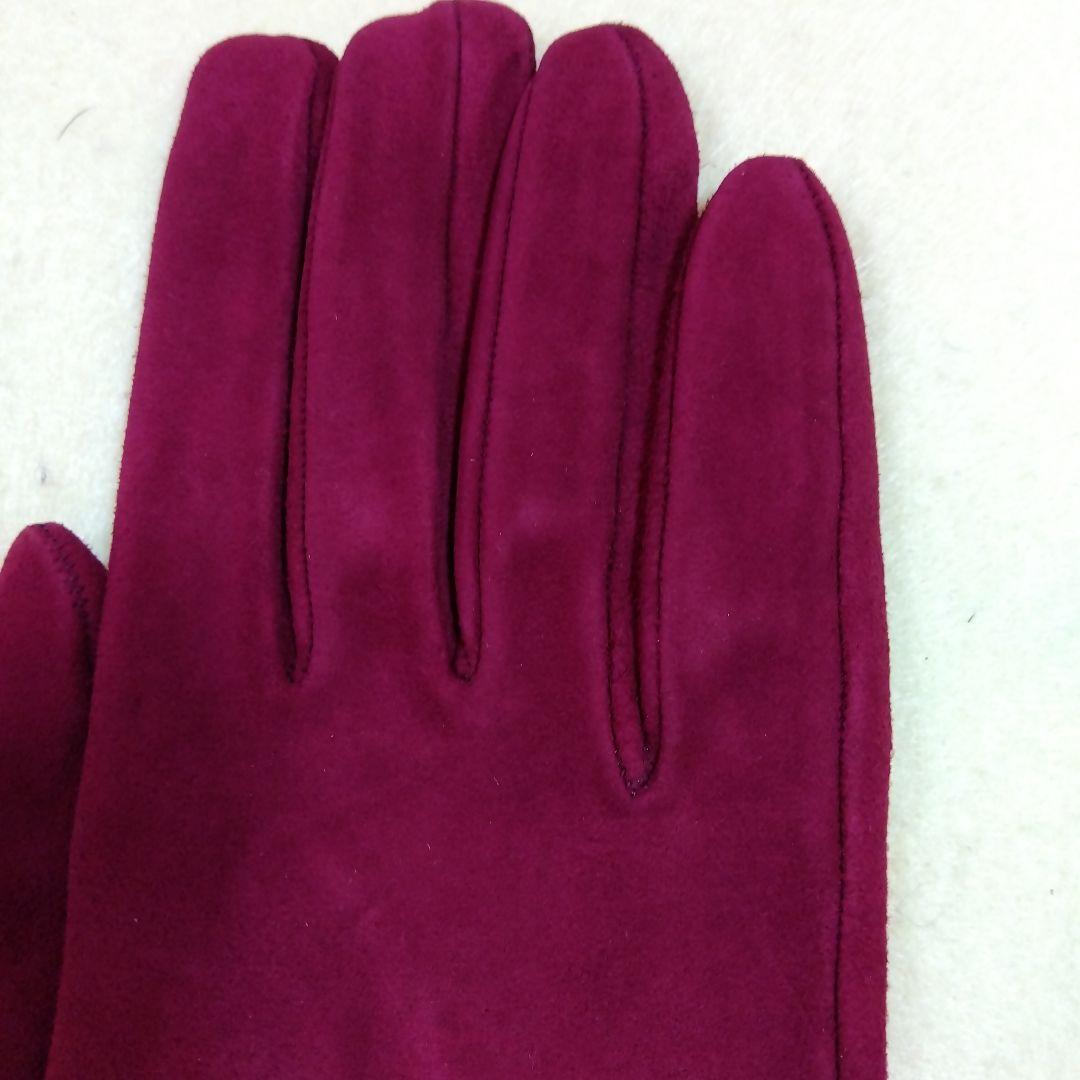 バーガンディ スエード手袋　ロエベ　6.5　新品